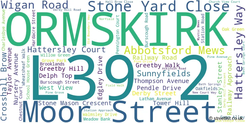 A word cloud for the L39 2 postcode